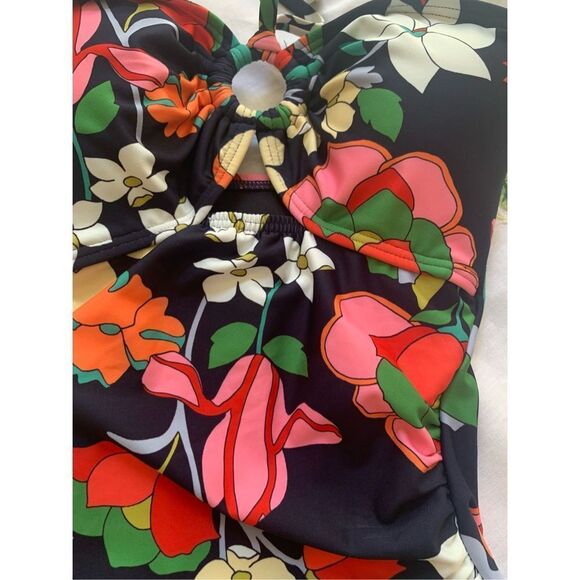 Kate Spade Flower Bed Bandeau One-Piece XS Blue Floral Tropical NWT - Picture 9 of 13